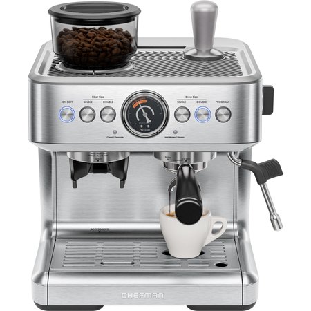 Chefman Crema Supreme Espresso Machine with Built-In Burr Grinder